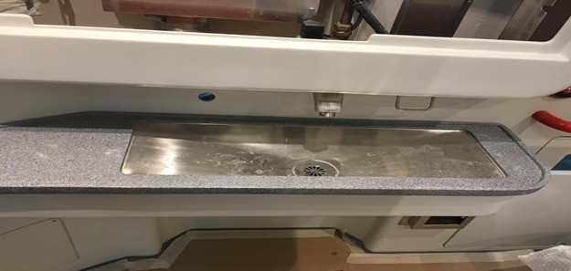 Sink bowl installed in fast moving train